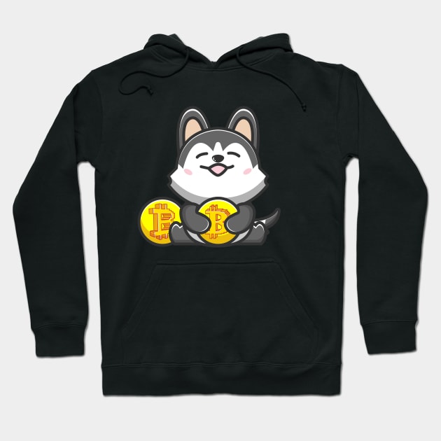 dog huging bitcoin Hoodie by fflat hds